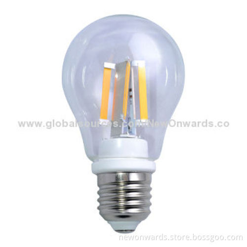 LED Filament Bulb, 4W, Total 500lm/130lm/W, New COB, E26/E27, 220V AC/>80Ra CRI/360° Beam Angle